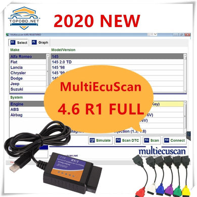 2021 Hot Sell MultiEcuScan V4.6 Registered Unlimited Multi Ecu Scan for Fiat Can Work with ELM327