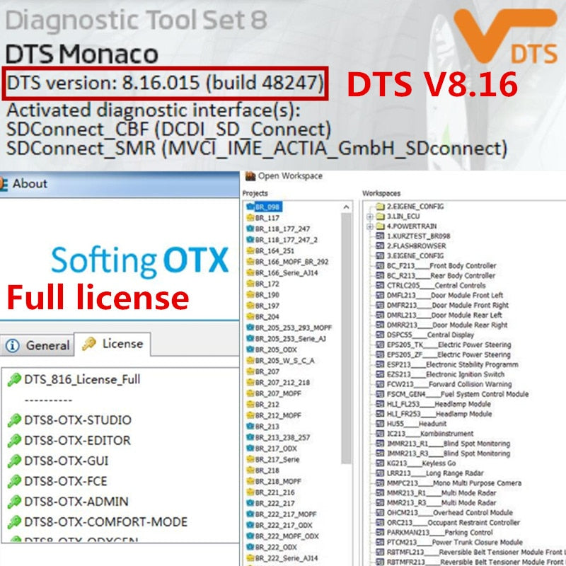 2020.06 last DTS Monaco V8.16  Full license for mb star c4 sd c5 vci c6 xentry/das  Download and install online and activate